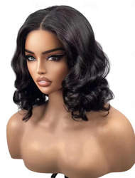 12  Short Wavy Wigs Human Hair Pre Plucked 13x4 Body Wave HD Lace Front Wigs Human Hair 200 Density Wave Bob Wig Brazilian Human Virgin Hair Shoulder Length Loose Wave Wig for Black Women