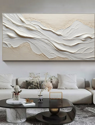 Pintado a mano con textura blanca abstracta pintura al óleo de playa de arena sobre lienzo pintura original hecha a mano del océano azul decoración artística personalizada para la decoración de la