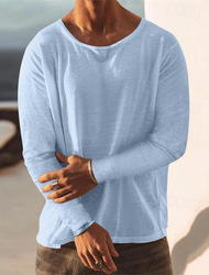 Per uomo Maglietta Camicia a Maniche Lunghe Manica Lunga Girocollo Primavera & Autunno Semplice Moda Designer Essenziale Vacanza Streetwear Uscire Nero Azzurro cielo Cachi Maglietta Top per Uomo