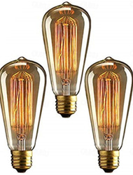6 piezas / 3 piezas 40 W E26 / E27 ST64 Amarillo cálido 2200 k Regulable / Retro / Decorativa Bombilla incandescente Vintage Edison 220-240 V