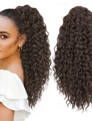 extensión de cola de caballo textura yaki cola de caballo rizada con cordón para mujeres negras clip rizado ondulado de 20 pulgadas de largo en colas de caballo colas de caballo falsas extensiones de