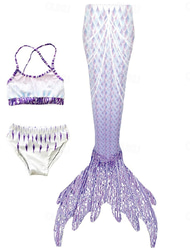 Kids Girls' Three Piece Mermaid Swimwear Swimwear Outdoor Scales Bathing Suits 2-12 Years Summer White Yellow