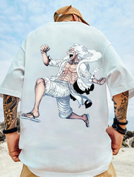 One Piece Aap D. Luffy Cosplay kostuum T-Shirt Cartoon Afdrukken Patroon Harajuku Grafisch Kawaii Voor Voor heren Dames Volwassenen Maskerade Back To School Heet stempelen Straat Casual / Dagelijks