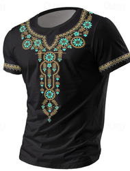 Per uomo Pop art Modello Tribale maglietta maglietta Stampa 3D Girocollo Camicia Festività Etnico Informale Informale Giornaliero Per eventi Nero Bianco Blu Estate Primavera Abbigliamento S M L XL