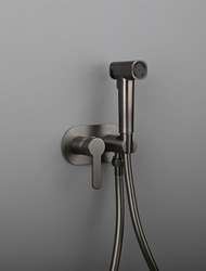 Juego de rociador de bidé gris cepillado, ducha de bidé de pared, bidé frío y caliente, baño, grifo de ducha shattaf de latón macizo, grifo mezclador
