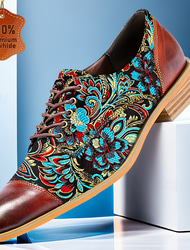 férfi retro virágos jacquard szövet oxford cipő bőr díszítéssel - alkalmi és formális alkalmakra