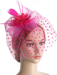 fascinators hattar Huvudbonader Organza Solhatt Hög hatt Slöjahatt Hästrace cocktail Elegant Vintage Med Fjäder Rosetter Hårbonad Huvudbonader