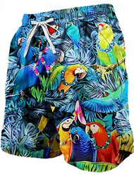 Męskie Papuga Kwiat / Rośliny Bokserki kąpielowe Szorty kąpielowe Spodenki surfingowe Średni Talia Moda Moda miejska Designerskie Codzienny Święto Streetwear Kieszeń Ściągana na sznurek Elastyczny pas