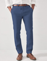Bărbați Costume Pantaloni de in Pantaloni Pantaloni de vară Pantaloni de plajă Picior drept Simplu Confort În aer liber Afaceri Zilnic Șic Stradă Stilat Negru Bleumarin