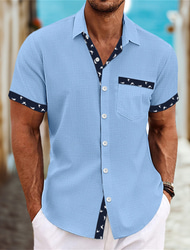 Per uomo Camicia camicia di lino Camicia estiva Abbigliamento mare Camicia con bottoni Liscio Informale Giornaliero Bianco Blu Verde Cachi Manica corta Colletto Estate Primavera Abbigliamento
