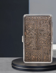 Men's Cigarette Case with Elastic Strap, Portable, Mixed Pattern Designs, Holds 20 Cigarettes