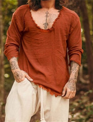 Herren T Shirt T-Shirt Langarmshirt Langarm V Ausschnitt Frühling & Herbst Einfach Mode Designer Basic Urlaub Straße Ausgehen Dunkelbraun Weiß Kamel Top T-Shirt für Herren