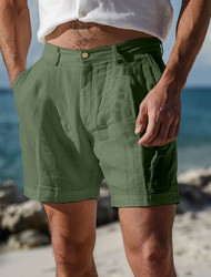 Męskie Szorty Lniane szorty Letnie szorty Szorty plażowe Prosta noga Równina Oddychający Miękka Krótki Codzienny Święto Plaża Moda Moda miejska Czarny Biały Nieelastyczny