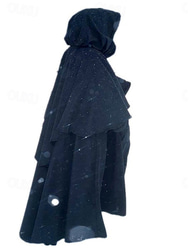 Retro Vintage Punk e gótico Medieval manto com capuz Xales Feira Ren Ranger Elfo Cor Sólida Homens Mulheres Viking Fantasia Dia Das Bruxas Carnaval Baile de Máscaras Festa / Noite Adulto Capa