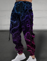 Men's Graphic Sweatpants Joggers Pants Trousers Mid Waist Drawstring Elastic Waist Casual Outdoor Street Dailywear Pocket Spring Fall Winter 3D Print Black