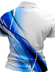 Men's Geometric Zip Polo Shirts Golf Shirt Short Sleeve Polo Shirts Collared Shirts Business Casual Vacation Wear Formal Wear Festival Wear 3D Print Quarter Zip Polo Summer Spring Blue
