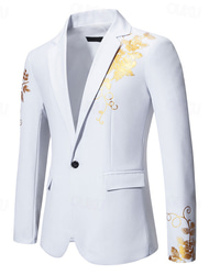 Herren Blazer Sakko Geschäft Hochzeitsfeier Ohne Anzughose Modisch Brautkleider schlicht Frühling & Herbst Polyester Uniformkleidung Glatt Print Taste Lässig / Alltäglich Einreihiger Verschluss Blazer