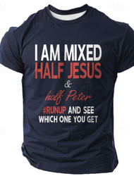 Men's Funny Slang T shirt Short Sleeve T shirt 3D Print Crew Neck Shirt Retro Vintage Casual Street Style Sports Outdoor Holiday Going out Black Dark Blue Dark Gray Spring & Summer Clothing Apparel S