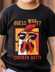 100% Algodón Niños Chico Negro Animal Gallo Camiseta Tops Cuello Barco Manga Corta Casual Ropa Cotidiana Vacaciones Moda Deportes Estampado Verano