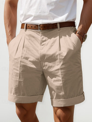 Herren Shorts Kurze Hosen Leinenshorts Kurze Hosen Kleid-Shorts Sommer-Shorts Plissee-Shorts Tasche Falten Gerade geschnitten Glatt Komfort Atmungsaktiv Kurz Casual Täglich Festtage Modisch Designer