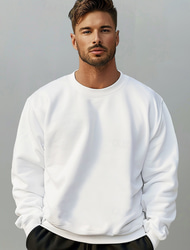 Men's Plain Sweatshirt Long Sleeve Sweatshirt Crew Neck Basic Athletic non-printing Casual Daily Sports Fall Winter