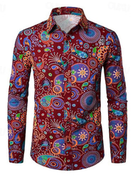Retro Vintage 1970er Hemd Hippie Paisley-Muster Ethnisch Herren Halloween Karneval Party Party / Abend Alltagstauglich Erwachsene Hemd