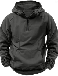 Bărbați Hanorac cu fermoar sfert Hanorac raglan Hanorac tactic Negru Verde Militar Bleumarin Gri Închis Capișon Jumătate cu fermoar Bloc Culoare Peteci Buzunar Quarter Zip Muncă Sporturi & Exterior