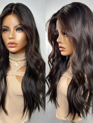 Capelli umani di Remy 13x4 Pizzo Frontale Parrucca Parte di mezzo Brasiliano Ondulato Multicolore Parrucca 130% 150% Densità dei capelli con i capelli del bambino Capelli evidenziati / balayage Senza