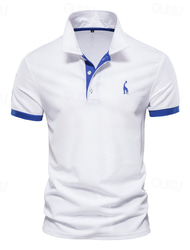 Bărbați Polo Cămașă de golf Casual Rever Mânecă scurtă Comfortabil Ornamentat & Brodat De Bază Vară Bleumarin Alb Roșu-aprins Bleumarin Trifoi Cenușiu Polo