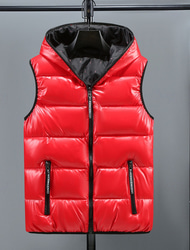Men's Puffer Vest Hoodie Vest Padded Gilet Quilted Vest Daily Date Vacation Fashion Casual Fall & Winter Pocket Polyester Warm Comfortable Solid Color Zipper Hooded Regular Fit Silver Black Red Gold