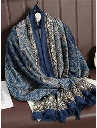 női vintage paisley mintás nagyméretű sál - puha és meleg kendő téli, hétköznapi és hivatalos viselethez