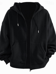 Per uomo Felpa con cappuccio Felpa con cappuccio a zip intera Compatto Nero Blu Reale Grigio scuro Con cappuccio Liscio Sportivo Giornaliero Per eventi Poliestere Streetwear Fantastico Informale