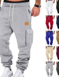 Bărbați Jogger Pantaloni Pantaloni de sport cargo Buzunar Cordon Talie elastică Simplu Confort Sport exterior Zilnic Modă Casual Negru Alb Micro-elastic