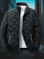Herr Vinterkappa Pufferjacka Quiltad jacka Övergångsjacka Ficka Polyester Semester Dagliga kläder Datum Normal Mode Ledigt Bekväm Håller värmen Höst vinter Enfärgad / vanlig färg Svart Grön Grå