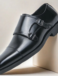 Men's Double Monk Strap Faux Leather Dress Shoes – Classic Formal Style, Comfortable Fit, Perfect for Business, Weddings and Special Events
