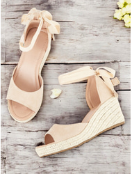 beige espadrillesandaler för kvinnor med ankelomslag, sommarskor med öppen tå för strand-, fritids- och semesterkläder
