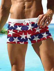 Férfi Amerikai amerikai zászló Sztárok Úszónadrágok Deszkás short Strand rövidnadrág Közepes csípő 3D mintás Hawaii Szörfözés Szabadság Tengerpart Zsinór hálós béléssel Rugalmas derék Tervező Ruházat