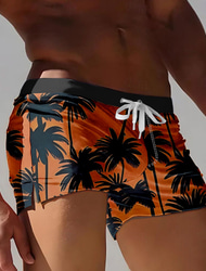 Per uomo Albero di Cocco Piante Tropicali Pantaloncini da mare Pantaloncini da Surf Costume nuoto a pantaloncino Misura del girovita medio Stampa 3D Hawaiano Surf Ferie Spiaggia Coulisse con fodera