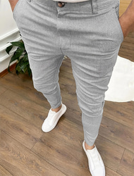 Per uomo magro Pantaloni Chino Bottoni Tasche Liscio Comfort Formale Feste Ufficio Di tendenza Classico Nero Blu Media elasticità