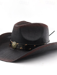 Homens Chapéu de sol Chapéu de caubói Chapéu Fedora Trilby Preto Vermelho Poliéster Estilo vintage Moda século 18 Estado do Texas Diário Festa temática Cor Sólida / Simples Filtro Solar Fantasias