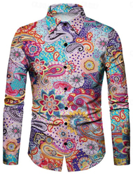 Retro / vintage 70-talet Skjorta Aloha skjorta Hippie Paisley Herr Maskerad Fest Dagliga kläder Prideparad Vuxna Skjorta