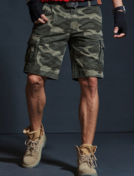 Men's Cargo Shorts Camo Shorts Shorts Summer Shorts Multi Pocket Flap Pocket Camo Plain Camouflage Comfort Wearable Knee Length Outdoor Sport Daily Fashion Casual Black Yellow
