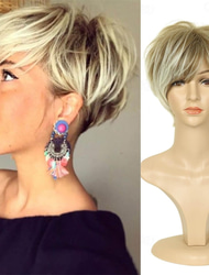 peruki z krótkimi włosami dla kobiet peruka pixie bob brązowa peruka pixie cut peruka dla kobiet peruki z syntetycznych włosów z grzywką codzienne lub cosplay