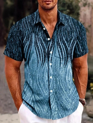 Bărbați Geometric Γραμμή Artă abstractă Cămașă Cămașă de vară Camașă cu nasturi Manșon scurt Moda Casual În aer liber Vacanță Zilnice Vară Primăvară Răsfrânt Imprimare 3D cămăși cu guler Un buzunar