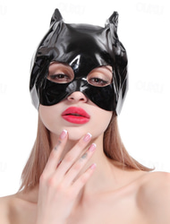 Mască Finisaj lucios femeia Pisica Pentru femei Strălucitor Fetiș din piele Aspect umed Costum pentru Club de noapte Parada Mândriei Luna Mândriei Halloween Carnaval Adulți