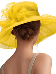 Derby Hats for Women Vintage Organza Victorian Church Hats Elegant Fascinator Tea Party Wedding Hat