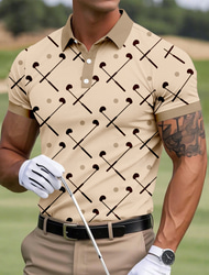 Hombre Golf Camisetas polo deportivas Manga Corta Camisas de polo Camisas con cuello Casual Escuela Exterior Ropa Cotidiana Impresión 3D Verano Blanco Azul Piscina Marrón