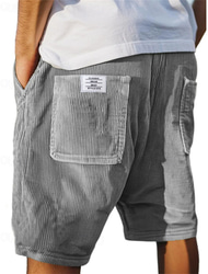 Férfi Rövidnadrágok Nyári rövidnadrág Alkalmi rövidnadrág Corduroy Shorts Zseb Zsinór Rugalmas derék Sima Mokaszinok Légáteresztő Rövid Szabadtéri Vakáció Sport Alkalmi Fekete Fehér