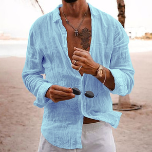 Camicia Uomo Casual A Maniche Corte Con Scollo A V – Tessuto Texture, Estate Spiaggia, Blu Navy/Nero, Taglia M - 5