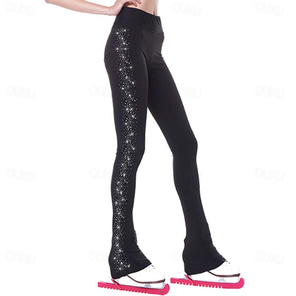 G&F Kunstschaatsen Broek Dames En Meisjes - Fleece Voering Schaats Leggings Met Kristallen Design